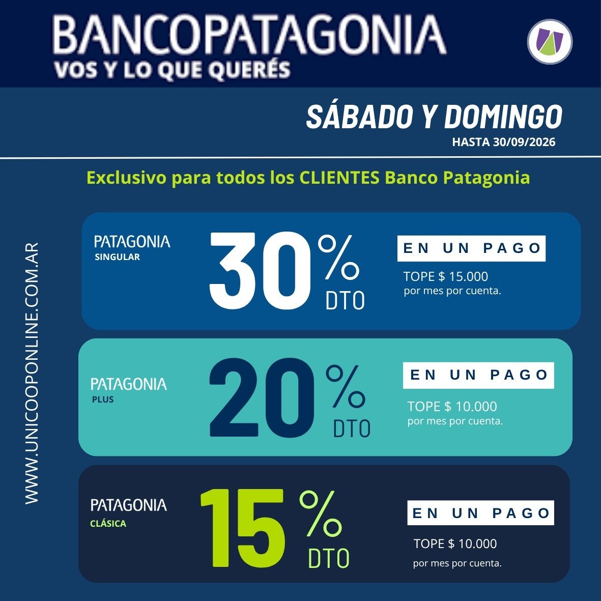 Beneficio Banco Patagonia hasta 30-09